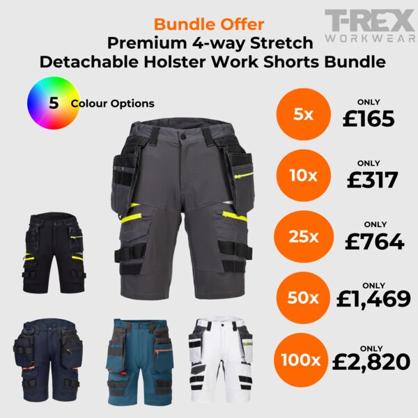 Premium 4-Way Stretch Detachable Holster Work Shorts Thumbnail